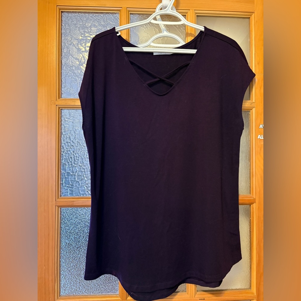 Ricki’s Women’s Deep Purple Short-Sleeve V-Neck Crisscross Top Size Extra Large